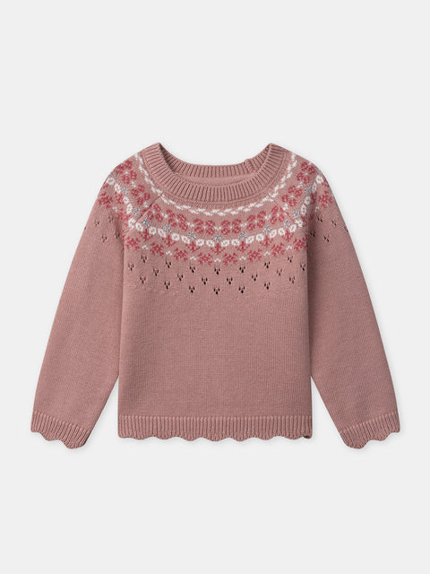 Pink Jacquard Cotton Rich Jumper