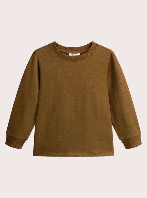 Plain Brown Cotton Slub T-shirt