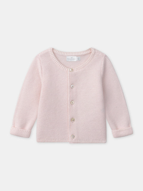 Newborn Pink Cotton & Wool Mix Cardigan