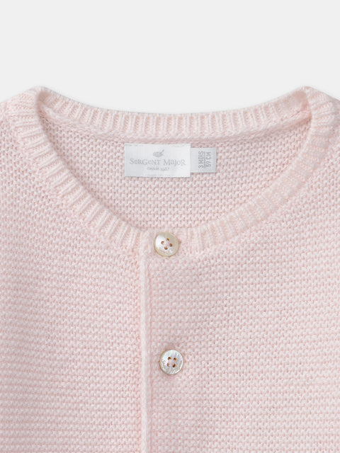 Newborn Pink Cotton & Wool Mix Cardigan