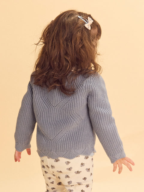 Blue Fancy Knit Cotton Cardigan