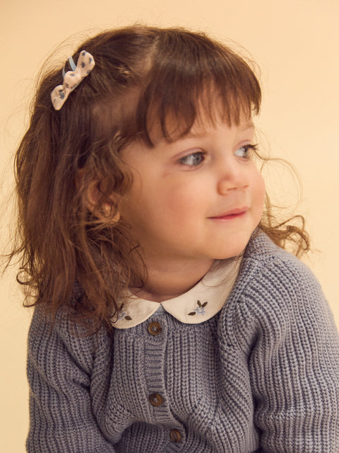 Blue Fancy Knit Cotton Cardigan