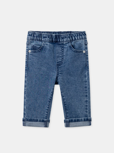 Blue Denim Jeans With Turnups