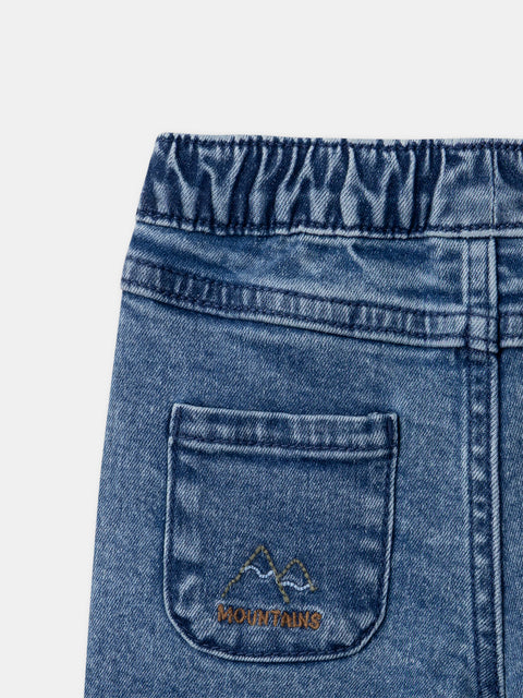 Blue Denim Jeans With Turnups
