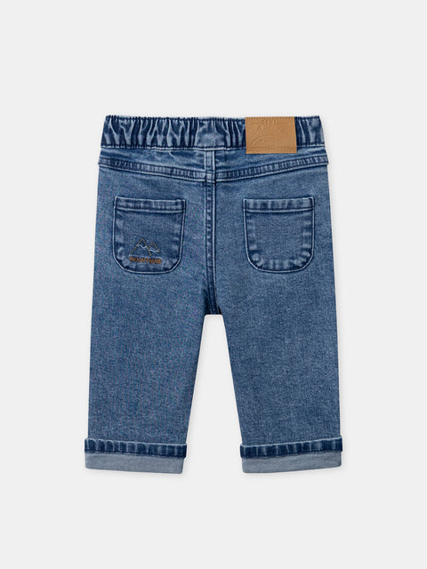 Blue Denim Jeans With Turnups