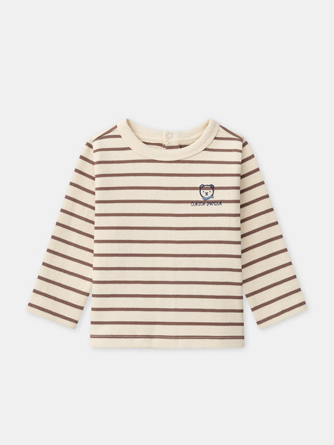 Brown Stripe Cotton T-shirt