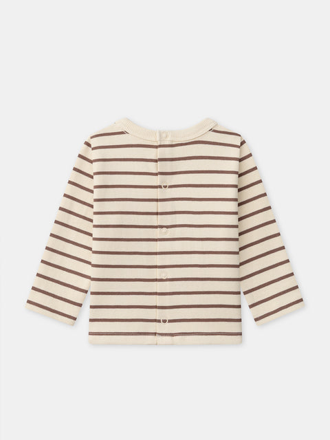 Brown Stripe Cotton T-shirt