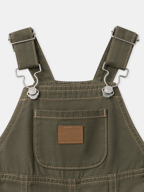 Green Cotton Canvas Dungarees