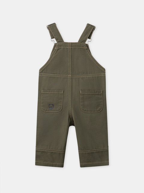 Green Cotton Canvas Dungarees