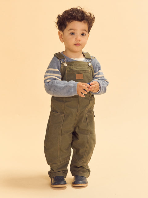 Green Cotton Canvas Dungarees