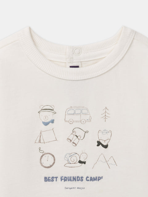 Cream Animal Print Cotton T-shirt