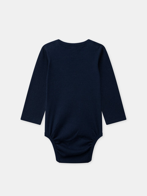 Navy Ribbed Cotton Bodysuit