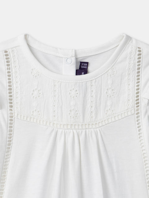 Off White Cotton Blouse With Ruffles