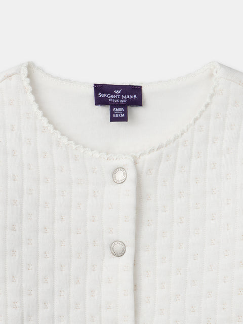 Off White Embroidered Cotton Rich Cardigan