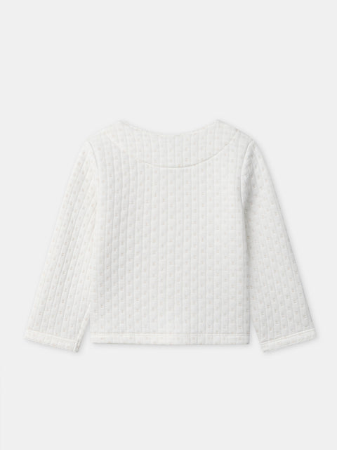 Off White Embroidered Cotton Rich Cardigan