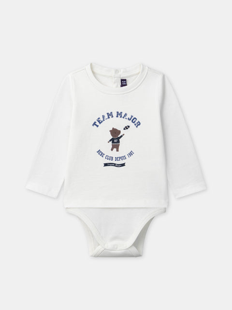 Bear Print Cotton Body T-shirt Combi