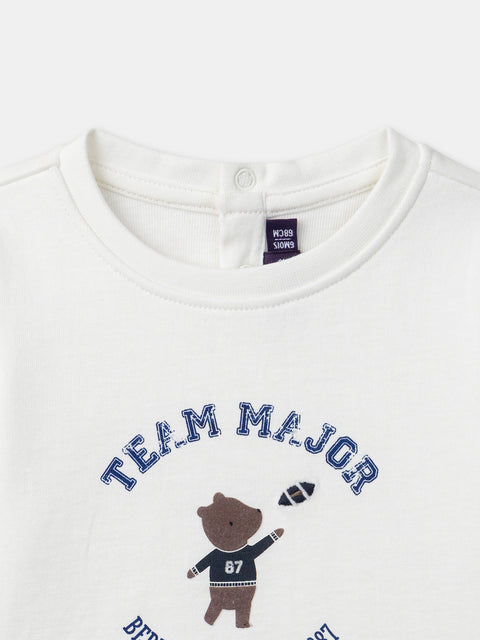Bear Print Cotton Body T-shirt Combi