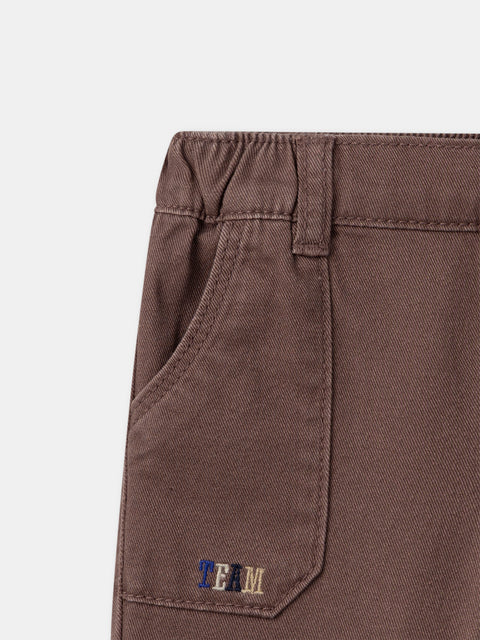 Brown Cotton Twill Trousers