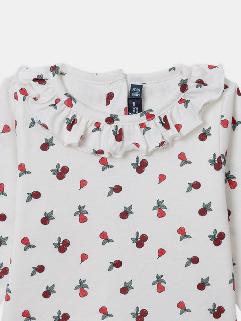 Floral Print Cotton T-shirt Bodysuit Combi