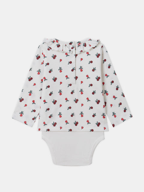 Floral Print Cotton T-shirt Bodysuit Combi