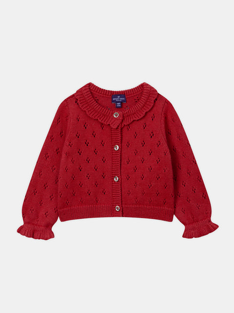 Red Open Knit Cardigan