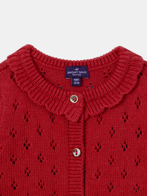 Red Open Knit Cardigan