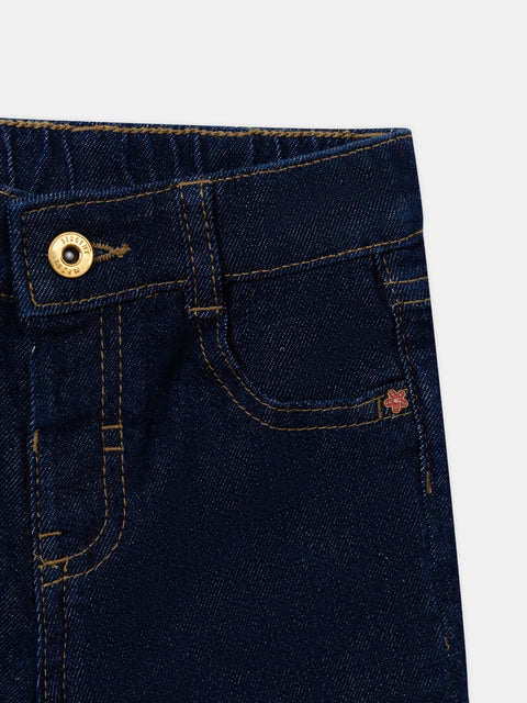 Embroidered Blue Denim Jeans