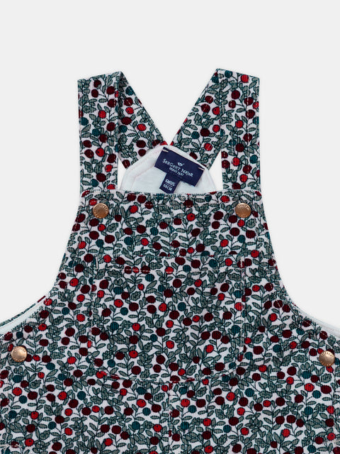 Floral Print Corduroy Dungarees