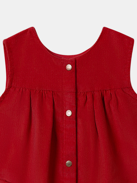 Red Corduroy Smock Dress