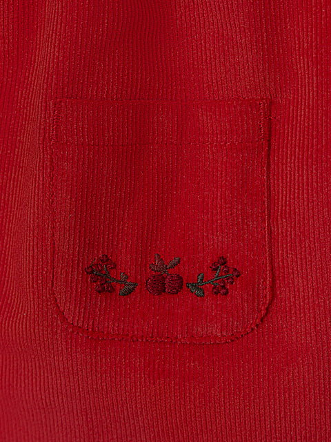Red Corduroy Smock Dress