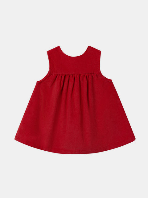 Red Corduroy Smock Dress