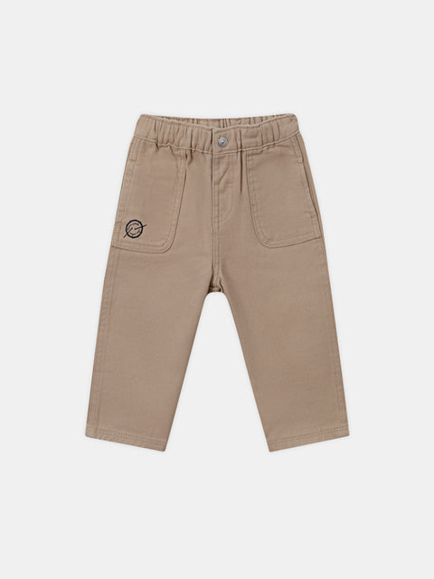 Beige Cotton Twill Trousers