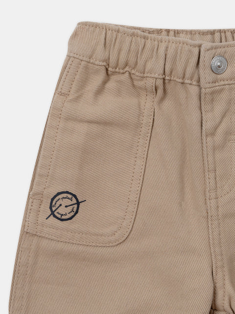 Beige Cotton Twill Trousers