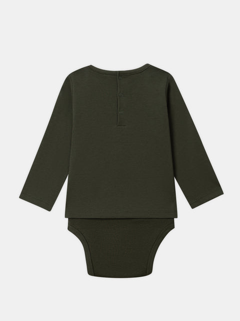 Green Cotton T-shirt Bodysuit Combi