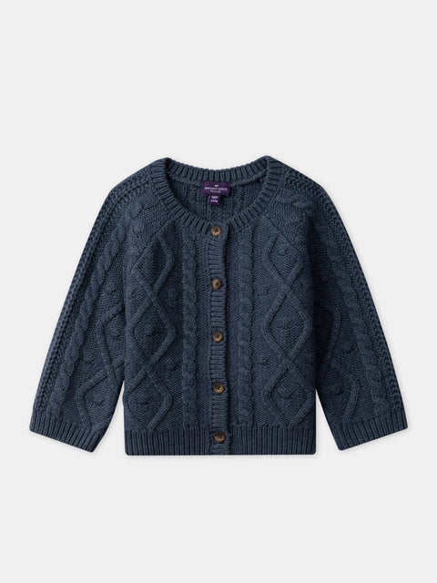 Turquoise Cable Knit Cardigan