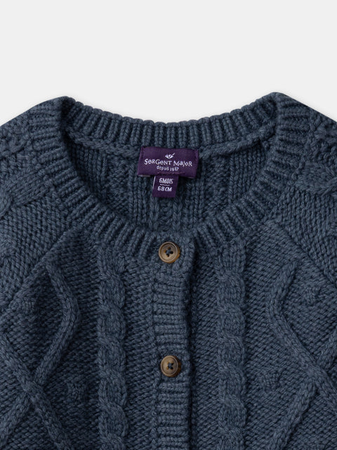 Turquoise Cable Knit Cardigan