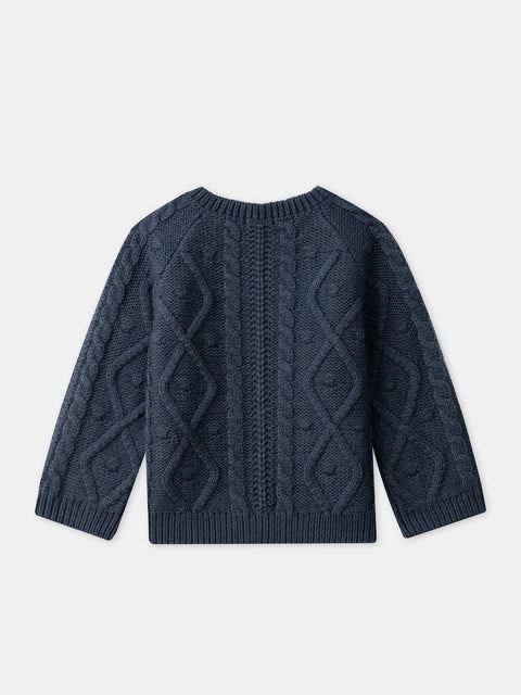 Turquoise Cable Knit Cardigan