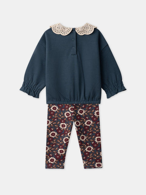 Turquoise Sweatshirt With Floral Leggings