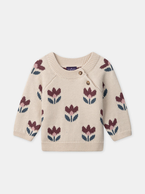 Floral Pattern Cotton Mix Jumper