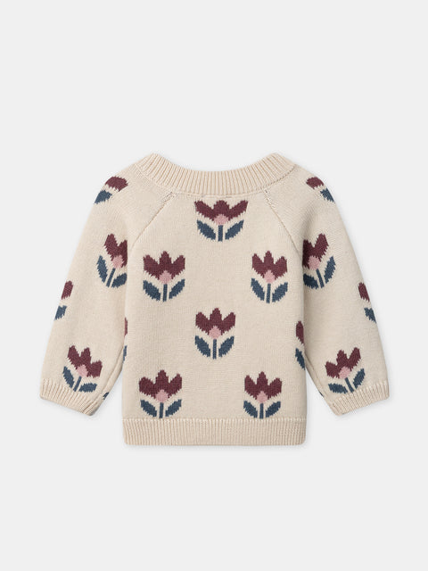 Floral Pattern Cotton Mix Jumper