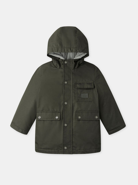 Olive Green Three In One Cotton Mix Parka