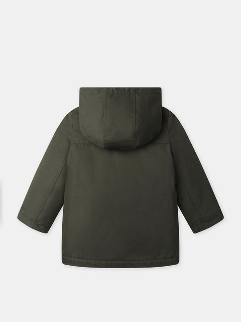 Olive Green Three In One Cotton Mix Parka