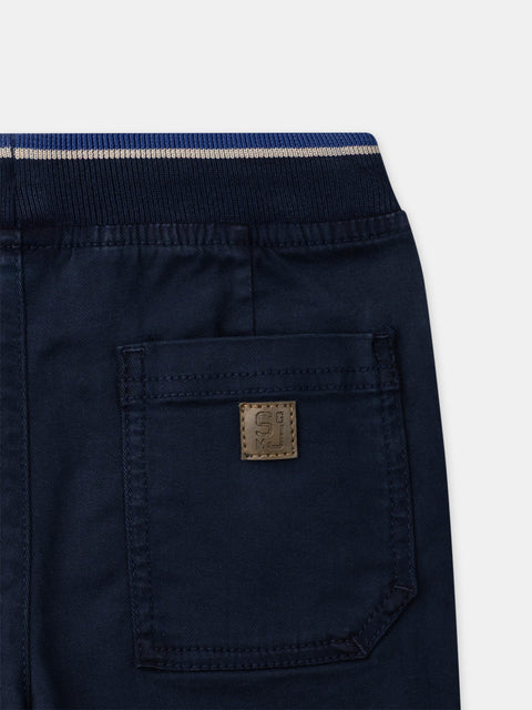 Navy Cotton Twill Trousers