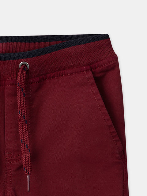 Bordeaux Cotton Twill Elasticated Waist Trousers