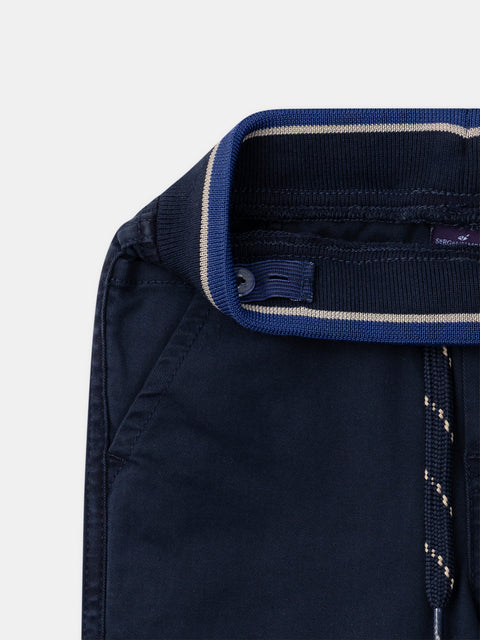 Navy Cotton Twill Trousers