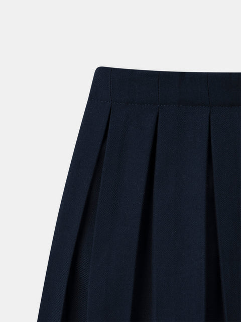 Navy Pleated Skirt
