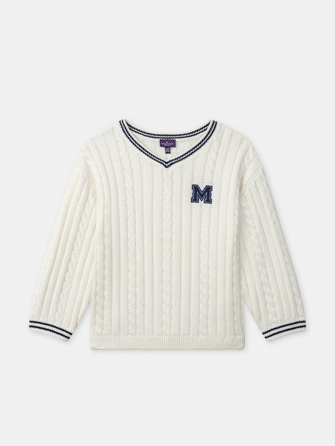 Cream Cable V Neck Jumper