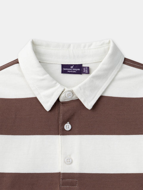 Brown & Cream Stripe Cotton Polo Shirt