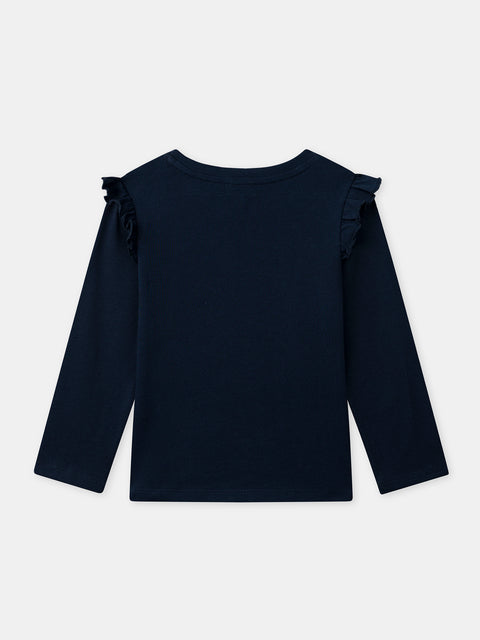 Navy Printed Cotton T-shirt