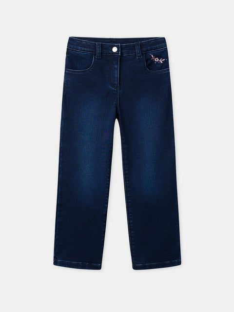 Navy Blue Bonded Denim Jeans